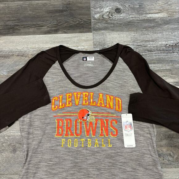 NWT Team Apparel NFL Cleveland Browns Black Womens XL Glittered Spellout T-shirt - Picture 1 of 12